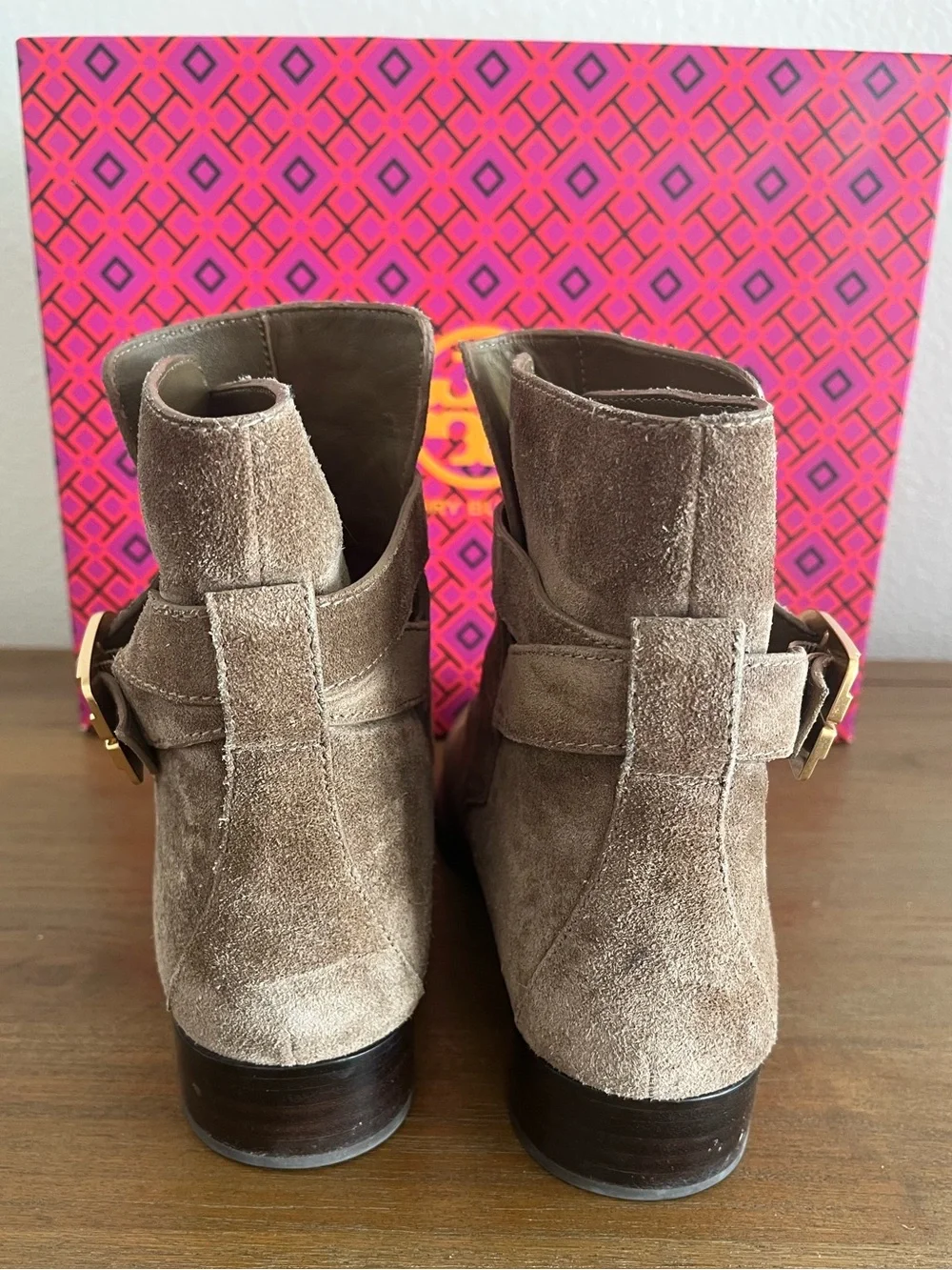 Tory Burch Brooke Ankle Bootie Suede River Rock Sz: 7